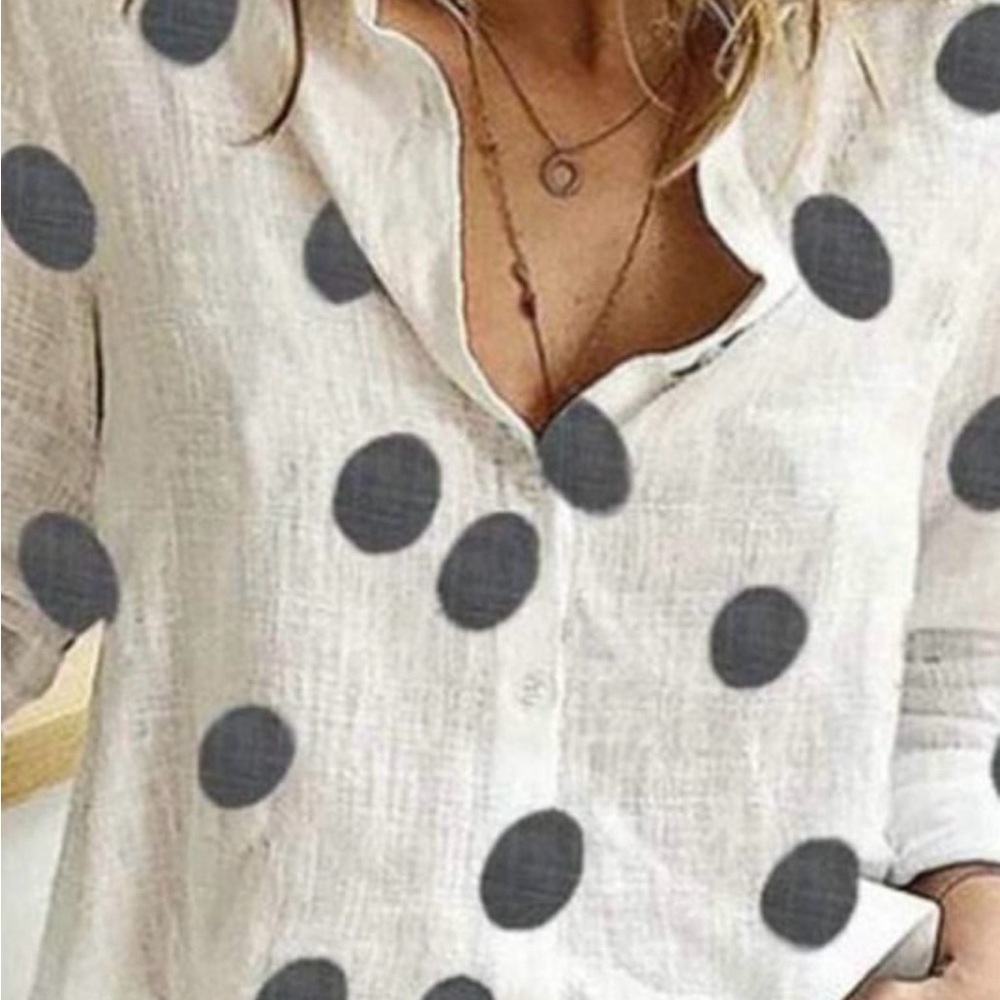 Polka Dot Button-Up Blouse